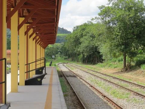 Old empty train station, in the countryside Stock Photos