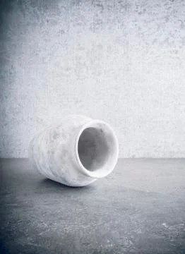 Old empty vase on stone table, still life Stock Photos