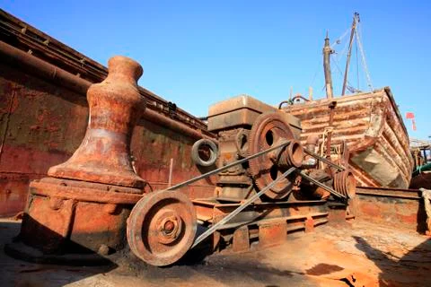 The old engine and gear 스톡 사진
