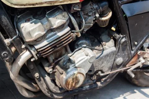 Old engine of motorcycle Stock Photos