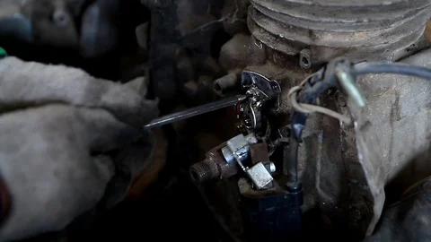 Old engine repair Stock Footage 76761975