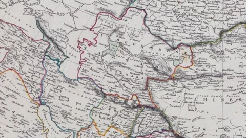 Old engraved map of East Asia with names in English Stock Footage 305433006