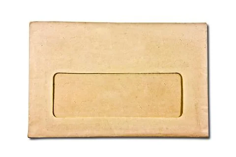 The old envelope of telegram isolated on white background Foto stock