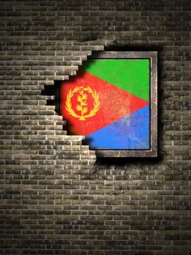 Old Eritrea flag in brick wall Stock Illustration