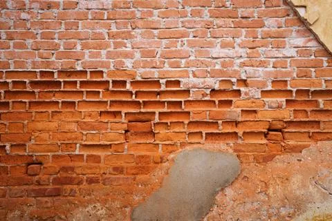 Old Eroded Damaged Plastered Brick Wall Stock Photos