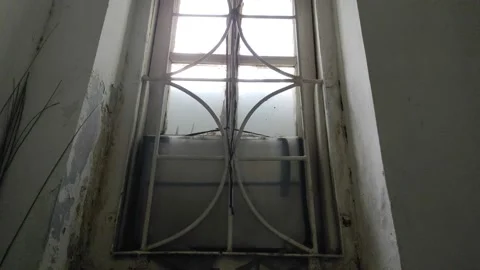 Old European Style Window in Horror Manner Stock Footage 229465053