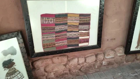 Old examples of alpaca textiles in an outdoor alpaca museum near Cusco 動画素材 288232618