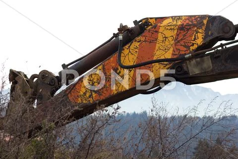 An old excavator arm Stock Photos