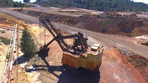 Old excavator machine 4k Stock Footage 143643438