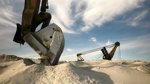Old excavator in the sand Stock Footage 201340540