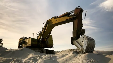 Old excavator in the sand Stock Footage 201340559