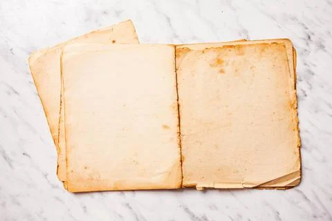 The old exercise book for a memory of school life The ancient school noteb... Stock Photos