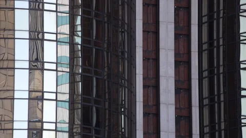 Old Exterior Elevators Moving Down On Building Stock Footage 333542788