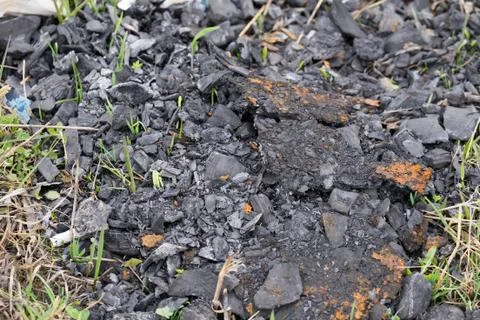 Old extinct bonfire. Danger of forest fire Foto stock