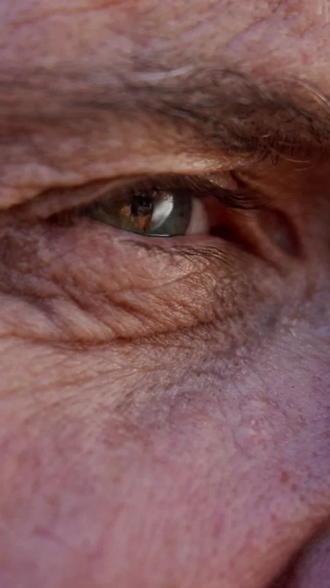 Old, eye and closeup for optical health, myopia and visual sight with eyecare or Stock Footage 340453605