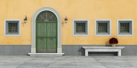 Old facade with doorway Stock Illustration