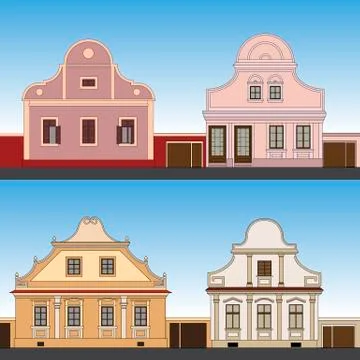 Old facade houses Stock Illustration
