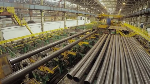 Old factory of auto components production. Warehouse of an aluminum pipes. the Stock Footage 75164871