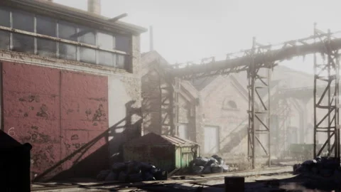 Old factory building with broken windows and worn structures Stock Footage 342815054