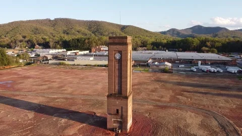 Old Factory Clock Tower Stock Footage 130220348