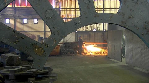 Old factory in oxygen cutting Stock Footage 101181899