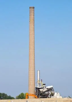 Old Factory Smoke Stack To Be Demolished Stock Photos