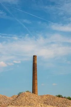 Old factory smoke stack chimney made of bricks Stock Photos