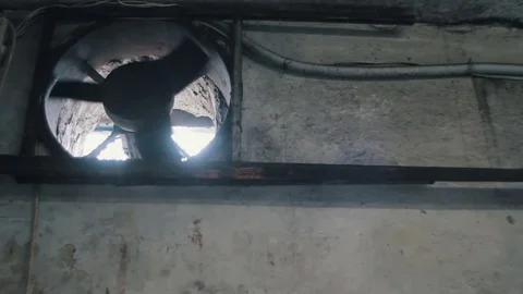 Old fan in the wall Stock Footage 74516888