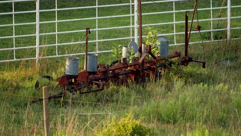 Old farm implement near Lebanon Stock-Footage 345530622