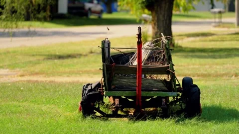 Old farm machine in a yard in Lebanon 스톡 동영상 345530792