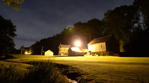 Old Farm Timelapse at Night Stock Footage 11059806