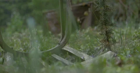 Old farm tools on the ground Stock Footage 200946237