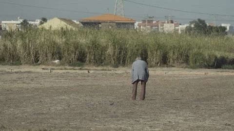 An old farmer controls his land Stock Footage 103473474