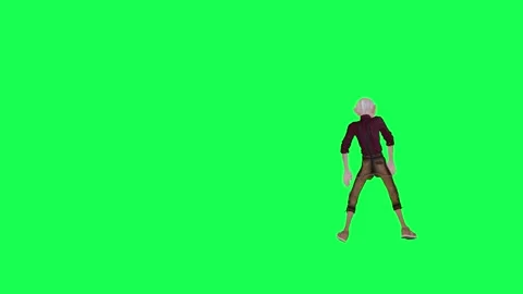 Old farmer man dancing robot hip-hop, back angle chroma key isolated Vidéo 259824492