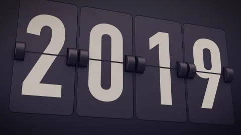 An old-fashioned 3d rendering of a retro time flipclock fixed to the black pl Stock Illustration