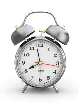 Old-fashioned alarm clock on white background. 3d Old-fashioned alarm cloc... Foto stock