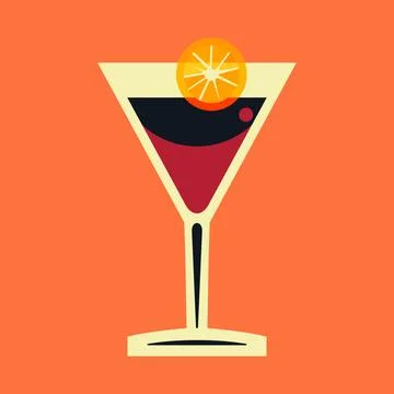 Old-fashioned alcohol cocktail vector illustration Stock Illustration