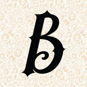 Old Fashioned Alphabet B UPPER , Black alphabet vector, alphabet vector Stock Illustration