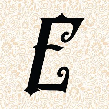 Old Fashioned Alphabet E UPPER , Black alphabet vector, alphabet vector Stock-Illustration