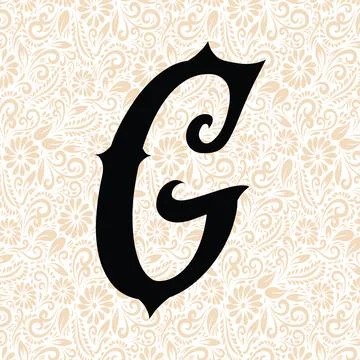 Old Fashioned Alphabet G UPPER , Black alphabet vector, alphabet vector Stock Illustration