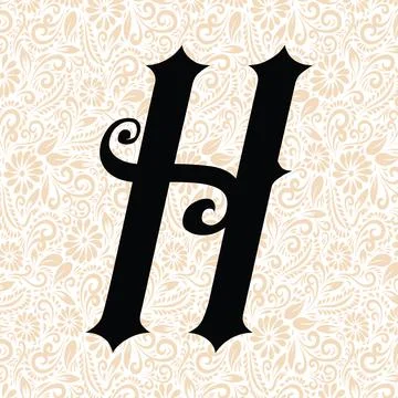 Old Fashioned Alphabet H UPPER , Black alphabet vector, alphabet vector Stock Illustration