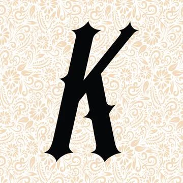Old Fashioned Alphabet K UPPER , Black alphabet vector, alphabet vector Stock Illustration