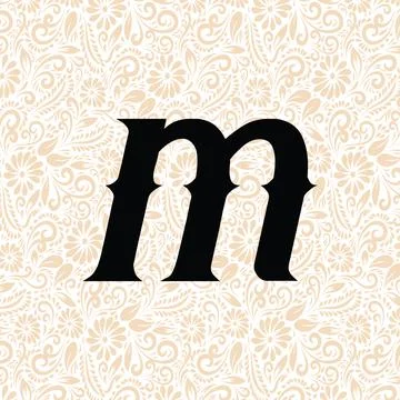 Old Fashioned Alphabet M LOWER , Black alphabet vector, alphabet vector Stock Illustration