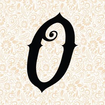 Old Fashioned Alphabet O UPPER , Black alphabet vector, alphabet vector Stock Illustration