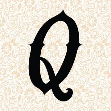 Old Fashioned Alphabet Q UPPER , Black alphabet vector, alphabet vector Stock Illustration