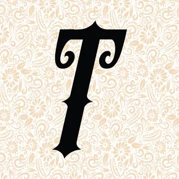 Old Fashioned Alphabet T UPPER , Black alphabet vector, alphabet vector Stock-Illustration