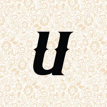 Old Fashioned Alphabet U LOWER , Black alphabet vector, alphabet vector Stock Illustration