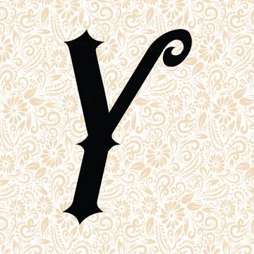 Old Fashioned Alphabet Y UPPER , Black alphabet vector, alphabet vector Stock Illustration