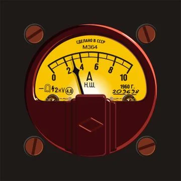 Old-Fashioned Ampermeter Stock Illustration
