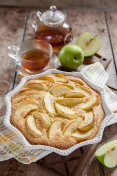 Old fashioned apple cake Stock Photos